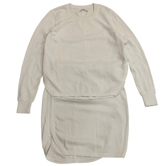 J Brand Knit 2-Pc Set Sweater Top & Skirt | White Stretch Textured Knit M NWOT - Picture 1 of 10